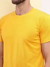 T.T. Men Eco Friendly (Cotton Rich) Recycled Fabric Solid Round Neck Regular Fit Golden Yellow