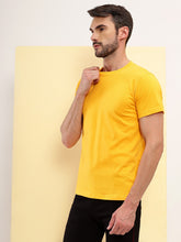 T.T. Men Eco Friendly (Cotton Rich) Recycled Fabric Solid Round Neck Regular Fit Golden Yellow