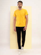 T.T. Men Eco Friendly (Cotton Rich) Recycled Fabric Solid Round Neck Regular Fit Golden Yellow