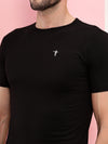 T.T. Men Slim Fit 100% Cotton Cool Round Neck Half Sleev Solid Tshirt Black