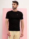 T.T. Men Slim Fit 100% Cotton Cool Round Neck Half Sleev Solid Tshirt Black