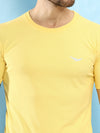 Hiflyers Men Regular Fit Polyster Pique Round Neck Half Sleev Tshirt Lemon