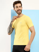 Hiflyers Men Regular Fit Polyster Pique Round Neck Half Sleev Tshirt Lemon