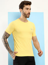 Hiflyers Men Regular Fit Polyster Pique Round Neck Half Sleev Tshirt Lemon