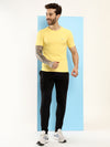 Hiflyers Men Regular Fit Polyster Pique Round Neck Half Sleev Tshirt Lemon