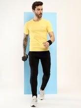 Hiflyers Men Regular Fit Polyster Pique Round Neck Half Sleev Tshirt Lemon