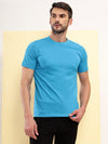 T.T. Men Eco Friendly (Cotton Rich) Recycled Fabric Solid Round Neck Regular Fit Teal Blue