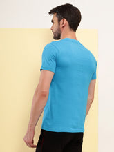 T.T. Men Eco Friendly (Cotton Rich) Recycled Fabric Solid Round Neck Regular Fit Teal Blue