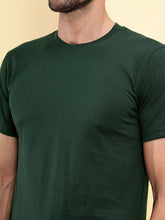 T.T. Men Eco Friendly (Cotton Rich) Recycled Fabric Solid Round Neck Regular Fit Bottle Green