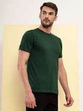 T.T. Men Eco Friendly (Cotton Rich) Recycled Fabric Solid Round Neck Regular Fit Bottle Green