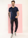 T.T. Men Eco Friendly (Cotton Rich) Recycled Fabric Solid Round Neck Regular Fit Navy