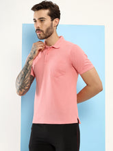 T.T. Men Slim Fit Cotton Polyster Pique Polo Half Sleeve T-Shirt Pink