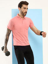 T.T. Men Slim Fit Cotton Polyster Pique Polo Half Sleeve T-Shirt Pink