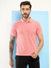 T.T. Men Slim Fit Cotton Polyster Pique Polo Half Sleeve T-Shirt Pink