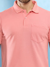 T.T. Men Slim Fit Cotton Polyster Pique Polo Half Sleeve T-Shirt Pink