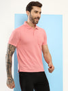 T.T. Men Slim Fit Cotton Polyster Pique Polo Half Sleeve T-Shirt Pink