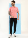 T.T. Men Slim Fit Cotton Polyster Pique Polo Half Sleeve T-Shirt Pink