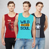 T.T. Men Cool Cotton Printed Regular Fit Round Neck Muscle Tees Pack Of 3 Blue::Maroon::Navy