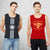 T.T. Men Cool Cotton Printed Regular Fit Round Neck Muscle Tees Pack Of 2 Navy::Red