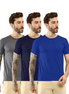 T.T. Men Slim Fit Poly Jersey Round Neck Half Sleeve T-Shirt Pack Of 3 Anthra::Navy::Royal Blue