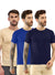 T.T. Men Slim Fit Poly Jersey Round Neck Half Sleeve T-Shirt Pack Of 3 Navy::Royal Blue::Skin