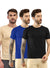 T.T. Men Slim Fit Poly Jersey Round Neck Half Sleeve T-Shirt Pack Of 3 Black::Royal Blue::Skin