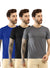 T.T. Men Slim Fit Poly Jersey Round Neck Half Sleeve T-Shirt Pack Of 3 Anthra::Black::Royal Blue