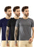 T.T. Men Slim Fit Poly Jersey Round Neck Half Sleeve T-Shirt Pack Of 3 Anthra::Black::Navy