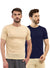 T.T. Men Slim Fit Poly Jersey Round Neck Half Sleeve T-Shirt Pack Of 2 Navy::Skin