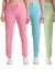 T.T. Women Regular Fit Poly Jersey Solid Trackpant Pack Of 3-Green-Pink-Turquoise