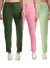 T.T. Women Regular Fit Poly Jersey Solid Trackpant Pack Of 3-Green-Olive-Pink