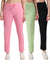 T.T. Women Regular Fit Poly Jersey Solid Trackpant Pack Of 3-Black-Green-Pink