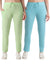 T.T. Women Regular Fit Poly Jersey Solid Trackpant Pack Of 2-Green-Turquoise