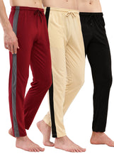 T.T. Men Regular Fit Poly Jersey Cut And Sew Trackpant Pack Of 3-Black::Maroon::Skin