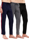 T.T. Men Regular Fit Poly Jersey Cut And Sew Trackpant Pack Of 3-Black::Grey::Navy