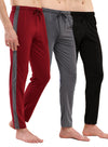 T.T. Men Regular Fit Poly Jersey Cut And Sew Trackpant Pack Of 3-Black::Grey::Maroon