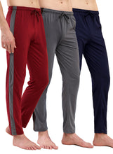 T.T. Men Regular Fit Poly Jersey Cut And Sew Trackpant Pack Of 3-Grey::Maroon::Navy