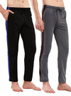 T.T. Men Regular Fit Poly Jersey Cut And Sew Trackpant Pack Of 2-Black::Grey