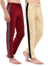 T.T. Men Regular Fit Poly Jersey Cut And Sew Trackpant Pack Of 2-Maroon::Skin