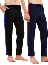 T.T. Men Regular Fit Poly Jersey Cut And Sew Trackpant Pack Of 2-Black::Navy