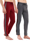 T.T. Men Regular Fit Poly Jersey Cut And Sew Trackpant Pack Of 2-Grey::Maroon