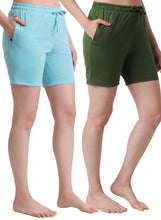 T.T. Women Regular Fit Poly Jersey Solid Short Pack Of 2-Olive-Turquoise