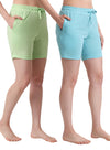 T.T. Women Regular Fit Poly Jersey Solid Short Pack Of 2-Green-Turquoise