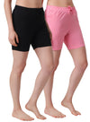 T.T. Women Regular Fit Poly Jersey Solid Short Pack Of 2-Black-Pink