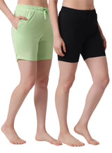 T.T. Women Regular Fit Poly Jersey Solid Short Pack Of 2-Black-Green