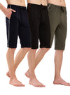 T.T. Men Regular Fit Poly Jersey Capri With Side Piping Pack Of 3-Black-Navy-Olive