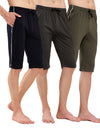 T.T. Men Regular Fit Poly Jersey Capri With Side Piping Pack Of 3-Anthra-Navy-Olive