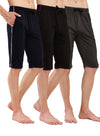 T.T. Men Regular Fit Poly Jersey Capri With Side Piping Pack Of 3-Anthra-Black-Navy