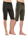 T.T. Men Regular Fit Poly Jersey Capri With Side Piping Pack Of 2-Anthra-Olive