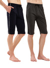 T.T. Men Regular Fit Poly Jersey Capri With Side Piping Pack Of 2-Anthra-Navy